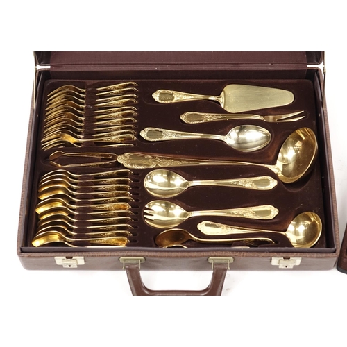 2119 - German twelve place canteen of Bestecke gold plated cutlery