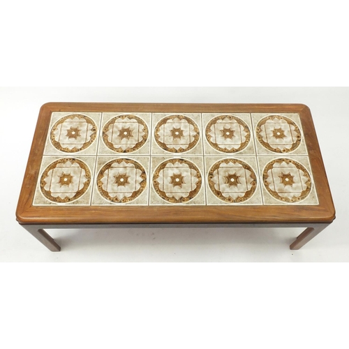 30A - Teak G-Plan tile topped coffee table, 40cm H x 112cm W x 51cm D
