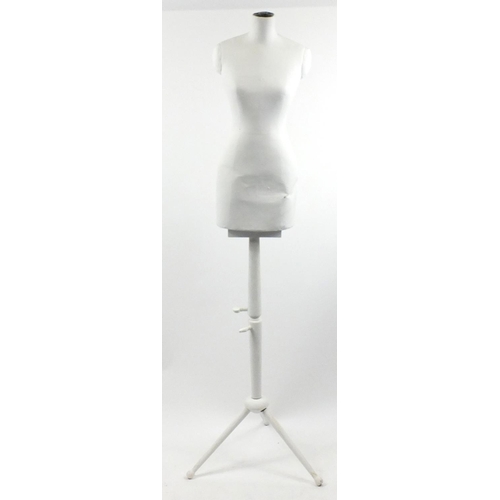 8 - White painted mannequin with wooden base, 180cm high