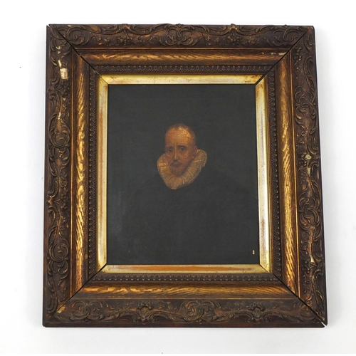 428 - Antique portrait of a bearded gentleman, oil on canvas, framed, 29cmx 25cm