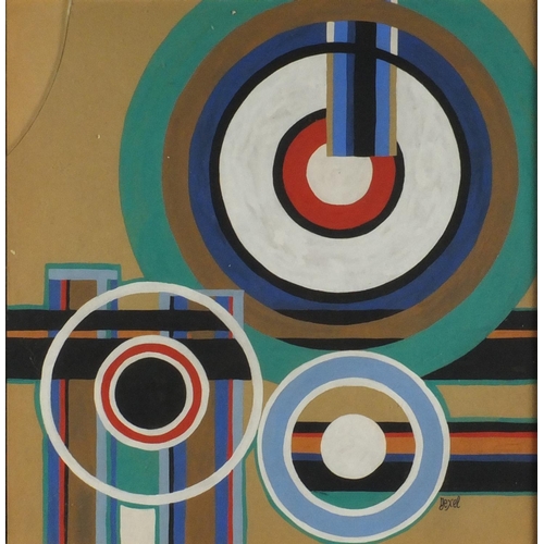 2162 - Russian school abstract composition, geometric shapes, gouache on paper, bearing an indistinct signa... 