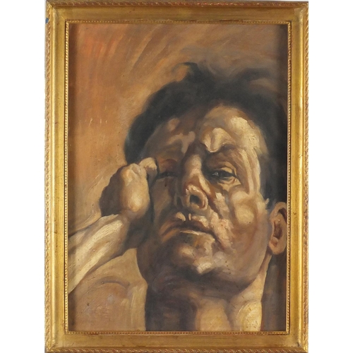 2130 - Head and shoulders portrait of a man, impressionist oil on canvas, framed, 37.5cm x 26.5cm