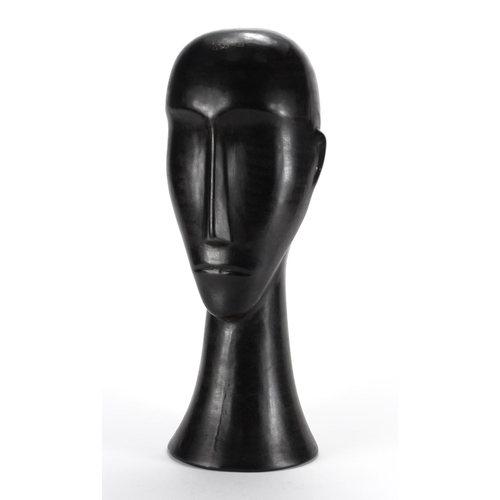 2138 - Modernist pottery bust of a male, 52cm high
