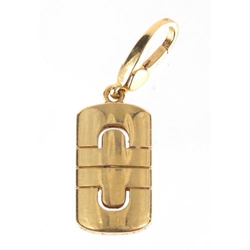 2372 - Bvlgari 18ct gold pendant, numbered 3022, 3.2cm in length, approximate weight 7.3g
