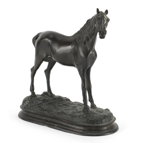 2036 - After Pierre-Jules Mene - Patinated bronze study of a horse, 20.5cm high