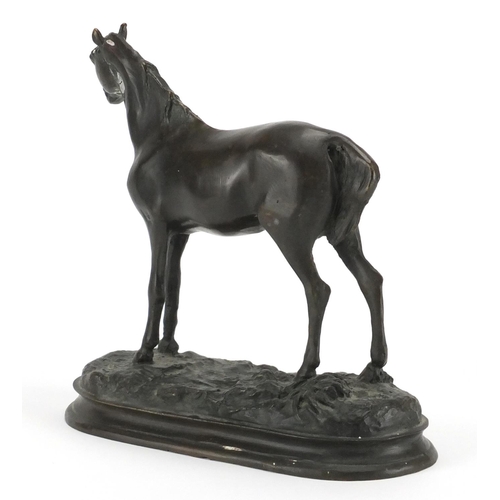 2036 - After Pierre-Jules Mene - Patinated bronze study of a horse, 20.5cm high