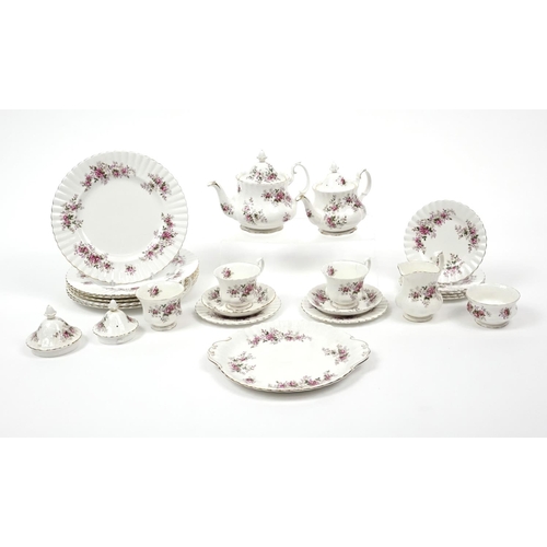 2083 - Royal Albert Lavender Rose teaware including two teapots