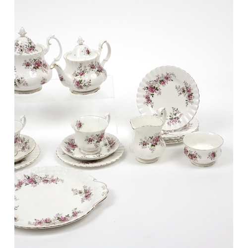 2083 - Royal Albert Lavender Rose teaware including two teapots