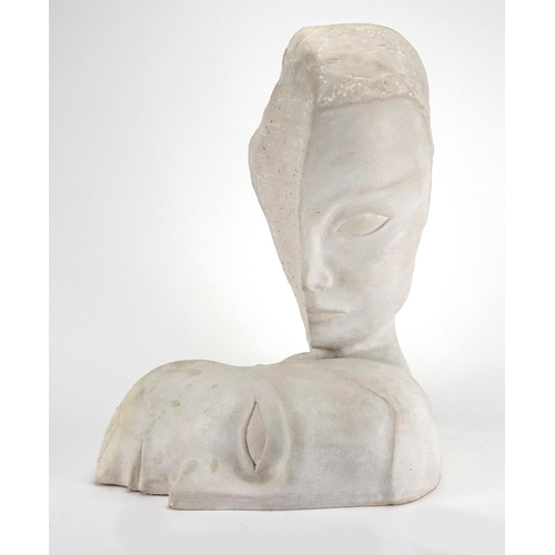 2187 - Modernist pottery sculpture of two busts, 40.5cm high