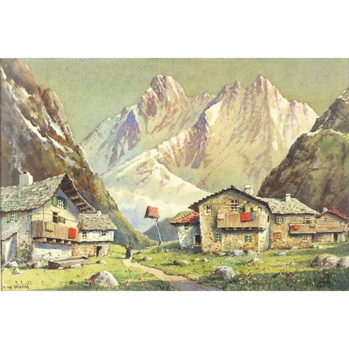 962 - James Greig - In the Engadine, watercolour, signed and titled, mounted and framed, 46cm x 31cm