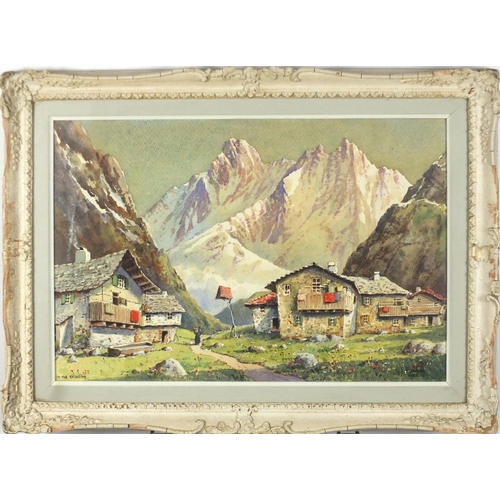 962 - James Greig - In the Engadine, watercolour, signed and titled, mounted and framed, 46cm x 31cm