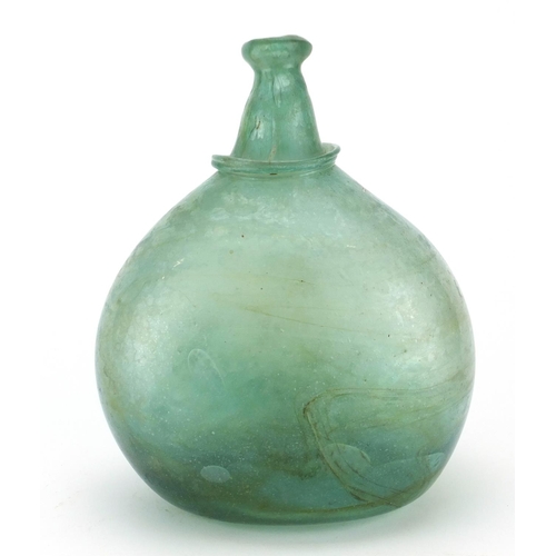 459 - Antique green glass bottle, 26.5cm high