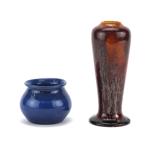 508 - Two Arts & Crafts art pottery vases comprising Ashby Guild pottery and Liberty, both with impressed ... 