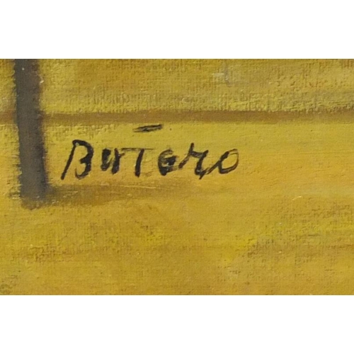 884 - After Fernando Botero - Ballerina, oil on board, mounted and framed, 72.5cm x 47cm