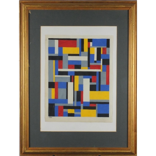 890 - Abstract composition, geometric shapes, Russian school gouache on paper, bearing a monogram CVW, mou... 