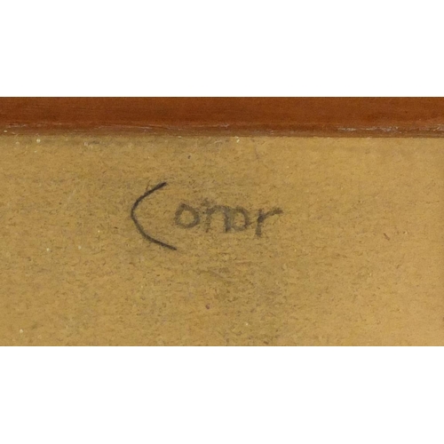 876 - Two females, Irish school mixed media, bearing a signature Conor and inscription verso, framed, 47.5... 