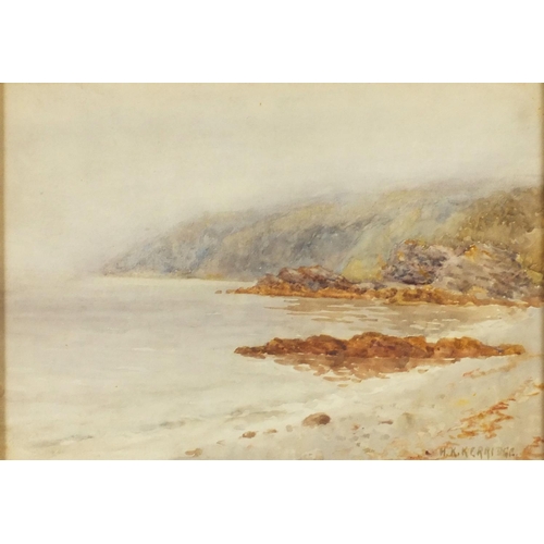 881 - H K Kerridge - Coastal scene, 19th century watercolour, label verso, mounted and framed, 33cm x 23.5... 
