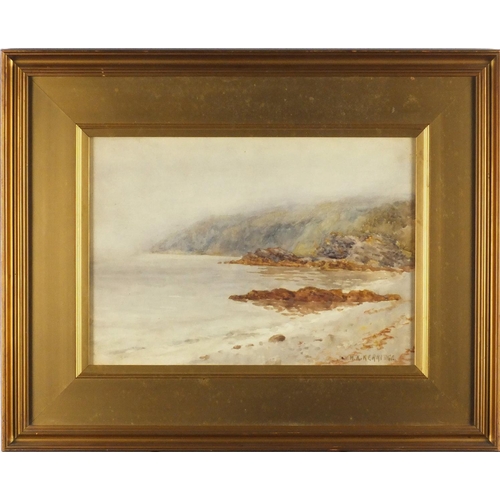 881 - H K Kerridge - Coastal scene, 19th century watercolour, label verso, mounted and framed, 33cm x 23.5... 