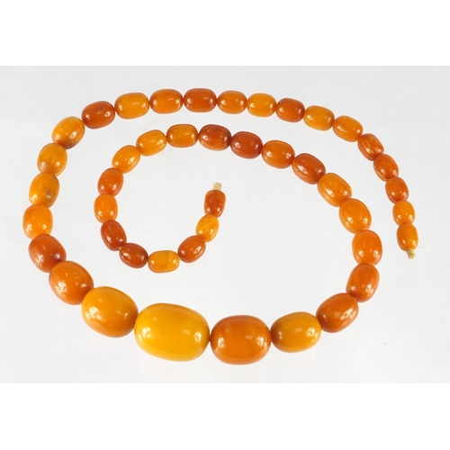 757 - Butterscotch amber coloured graduated bead necklace, 48cm in length, approximate weight 28.0g
