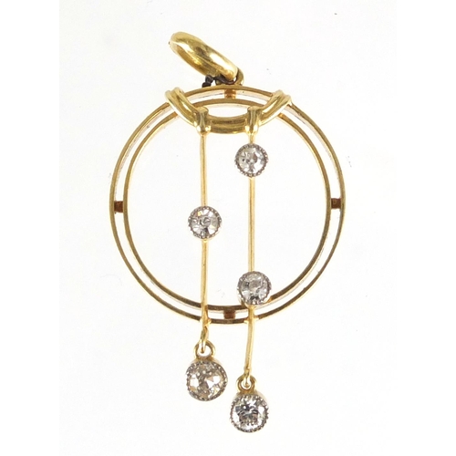 685 - 15ct gold diamond pendant, 3.5cm in length, approximate weight 2.1g