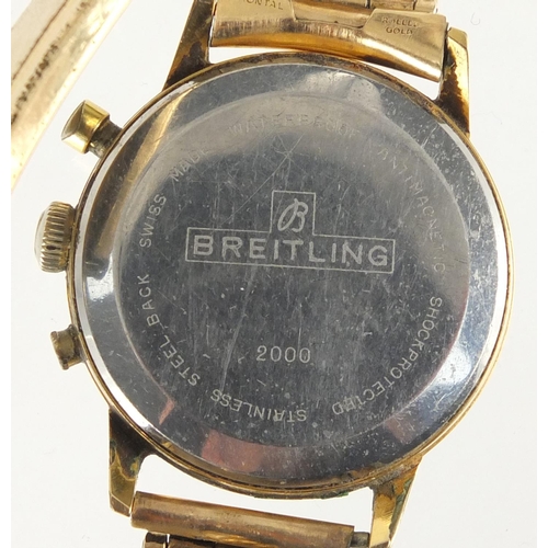 774 - Gentleman's gold plated Breitling Geneve Top Time chronograph wristwatch, numbered 2000 to the case,... 