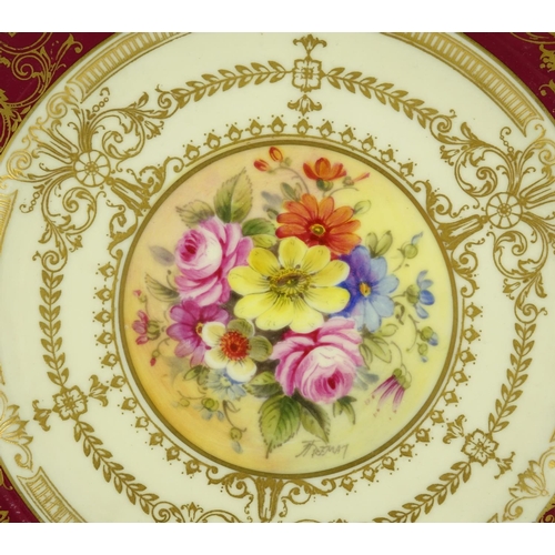 450 - Royal Worcester cabinet plate hand painted with flowers by Freeman, factory marks to the reverse, 27... 