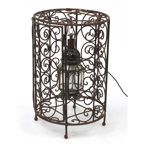39 - Wrought iron garden lantern, 60cm high x 39cm in diameter