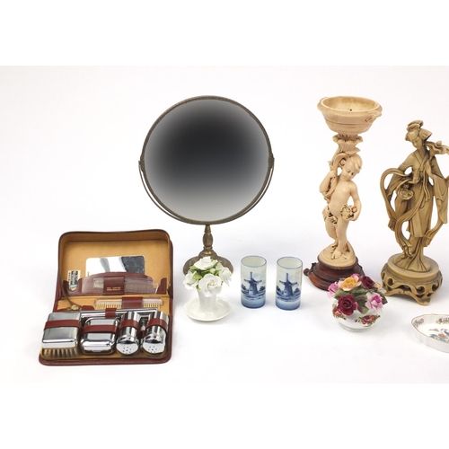 556 - Miscellaneous items including a brass mirror, Beswick vase and an Art Deco photo frame