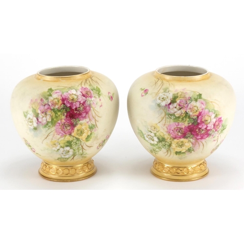346 - Pair of Austrian Royal Vienna hand painted porcelain vases, 14.5cm high