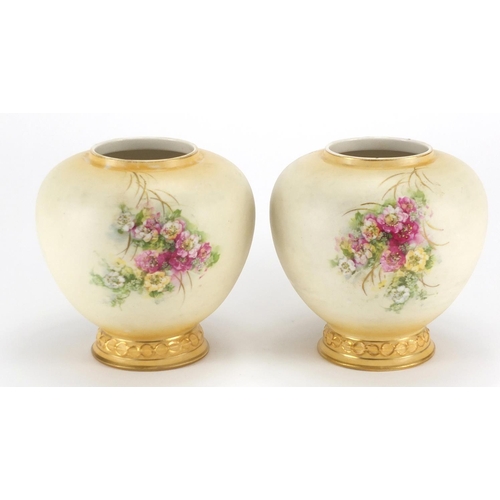 346 - Pair of Austrian Royal Vienna hand painted porcelain vases, 14.5cm high