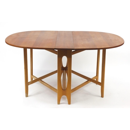 40 - Danish teak drop leaf table, 73cm H x 148cm W (extended) x 100cm D