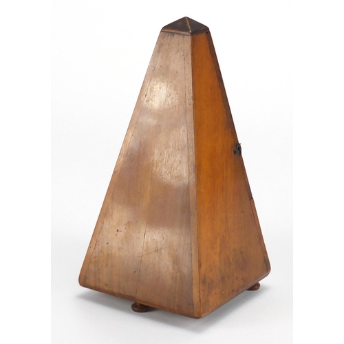 599 - French walnut Maelzel Metronome, 23cm high