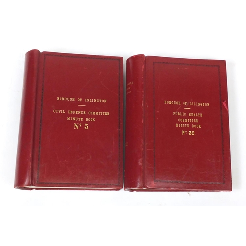 679 - Borough of Islington's Public Health Committee and Civil Defence minute books, 40cm in length