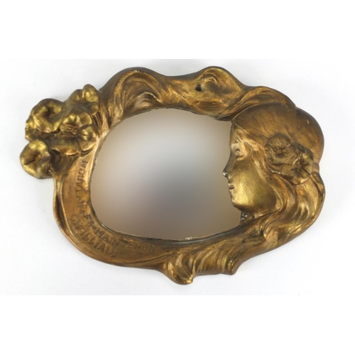 364 - Art Nouveau style plaster mirror, 23cm wide