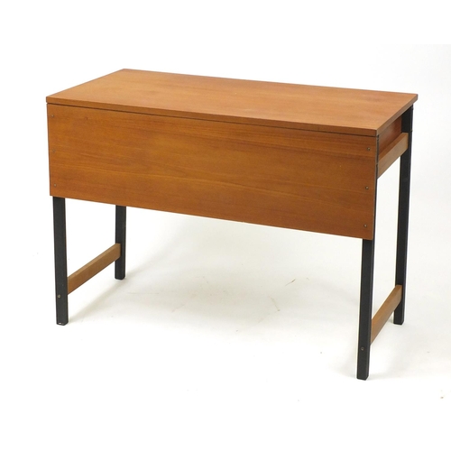 49 - Contemporary wooden and metal desk, fitted with two drawers, 73cm H x 100cm W x 50cm D