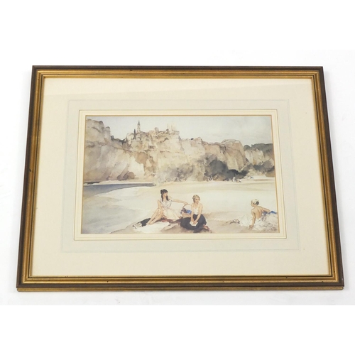 228 - William Russell Flint print, The First Arrivals, mounted and framed, 34cm x 23cm