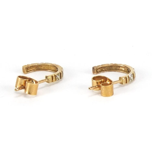 201 - Pair of 9ct gold diamond half hoop earrings, approximate weight 1.0g