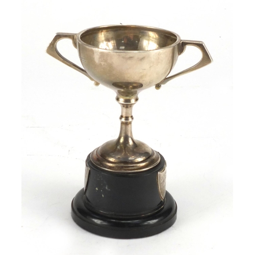313 - Miniature silver twin handled trophy, for The National Association of Teachers of Dancing 1948, by M... 