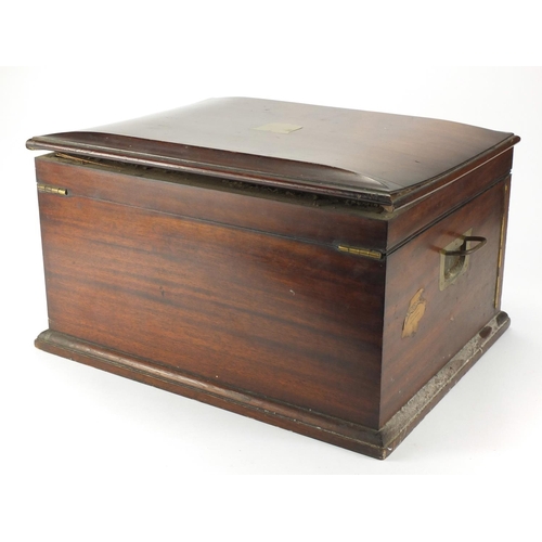 53 - Thomas Turner mahogany canteen fitted with a hinged lid above two drawers, 27cm H x 48cm W x 38cm D