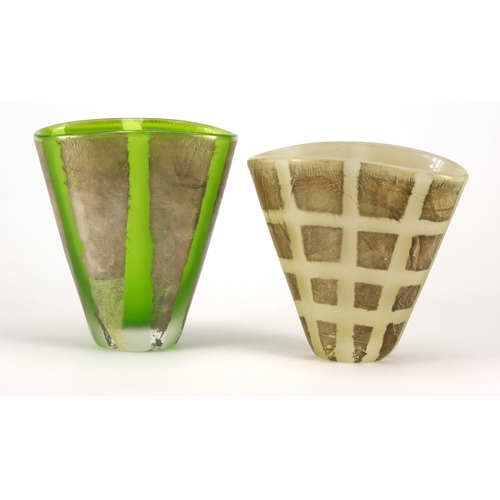 2231 - Two Adam Aaronson studio glass vases, the largest 11.5cm high