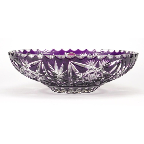 2126 - Webb purple flashed cut crystal bowl, with paper label, 28cm, in diameter