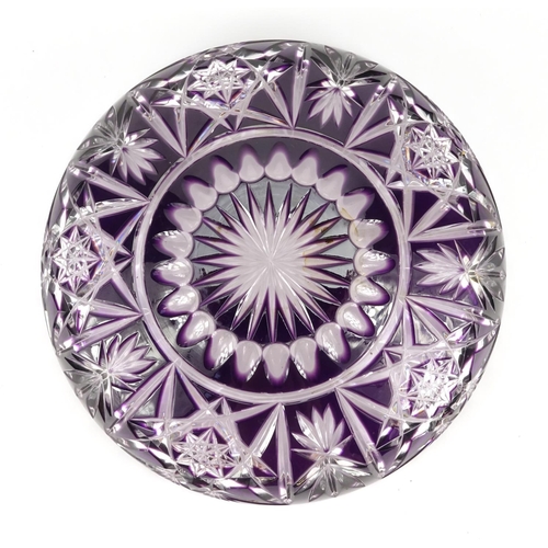 2126 - Webb purple flashed cut crystal bowl, with paper label, 28cm, in diameter