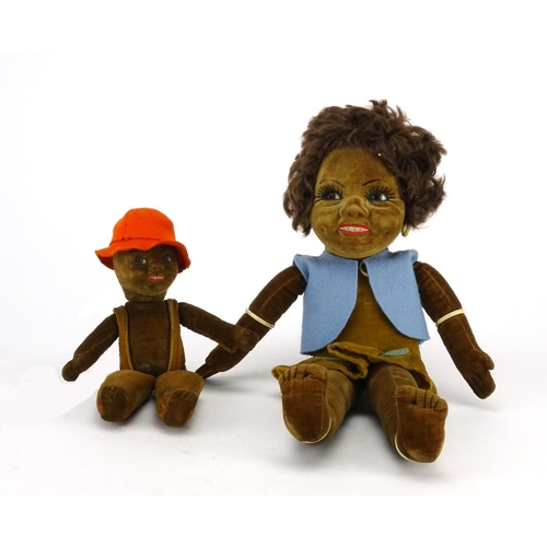 2425 - Two Norah Wellings soft dolls, the largest 35.5cm in length