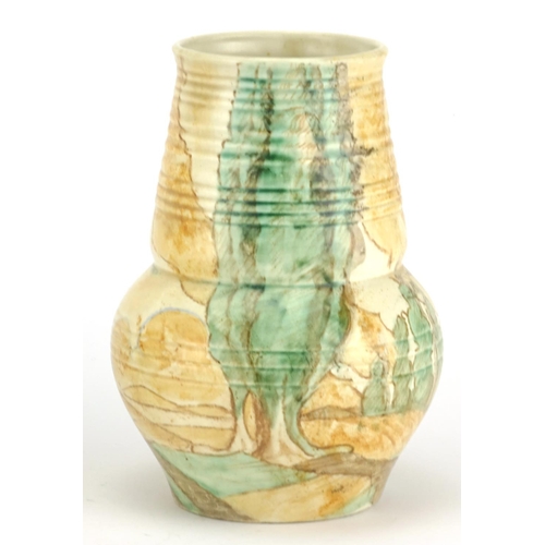 2321 - Pair of Art Deco vases by Beswick, hand painted with landscapes, each numbered 187, 21cm high