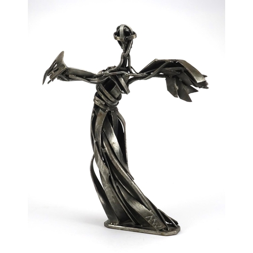 2359 - Large Modernist iron sculpture of a standing female, 57cm high