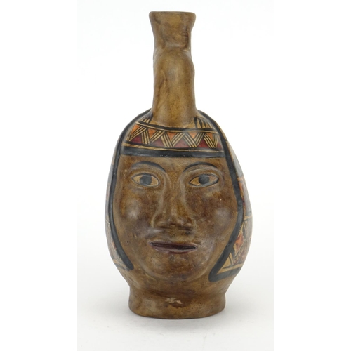 393 - Peruvian pottery Mochica style figural vessel, 23cm high