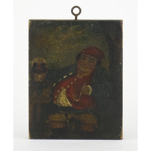 872 - Tony Weller, antique oil on wood panel, unframed, 13.5cm x 10.5cm