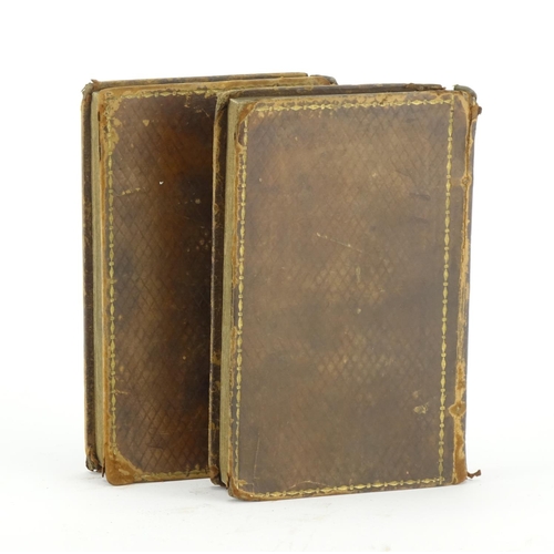 136 - Citizen of the World by Doctor Goldsmith, two early 19th century tooled leather bound hardback books... 