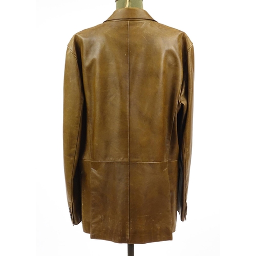 2458 - Prada Milano brown leather jacket, size 52