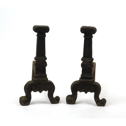 2104 - Pair of Victorian cast iron fire dogs, each 55cm high